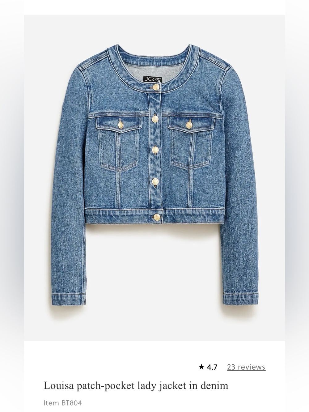 J. Crew Louisa patch-pocket lady jacket in denim
